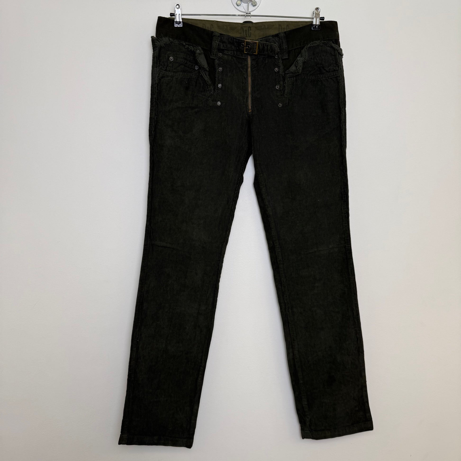 Dolce & Gabbana Reconstructed Double-Waist Corduroy Pants