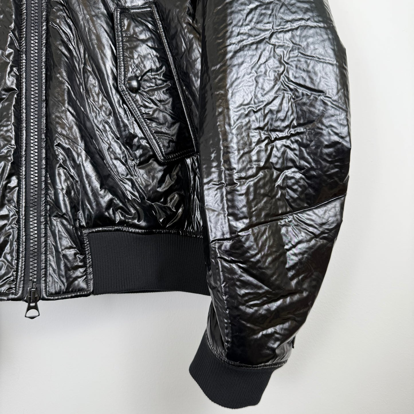 Dries Van Noten FW21 Back-Zip Crinkled Technical Bomber