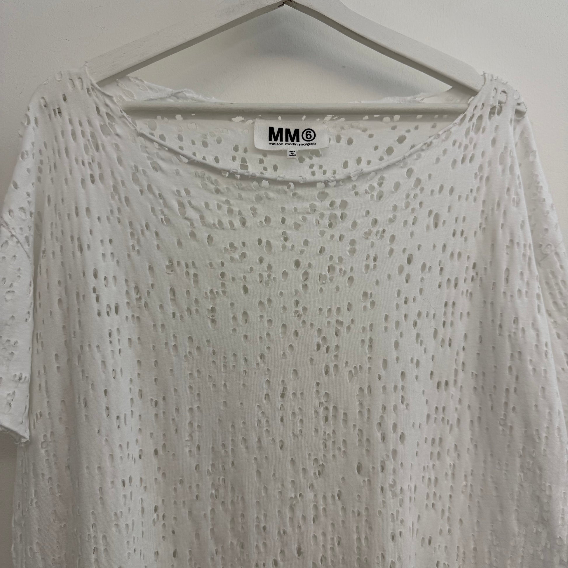 MM6 Maison Margiela Distressed Perforated Oversized Tee