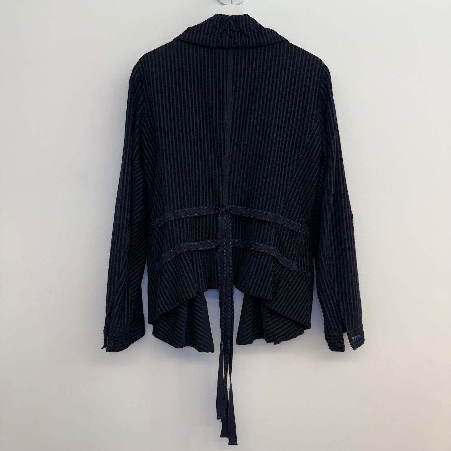 Marithe & Francois Girbaud Striped woven blazer with bondage laces